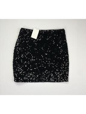 H&M Black Sequin Mini Skirt Size 6 NWT Sparkly Party Holiday Night Out Lined